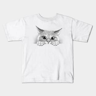 Peeking Paw Cat Kids T-Shirt